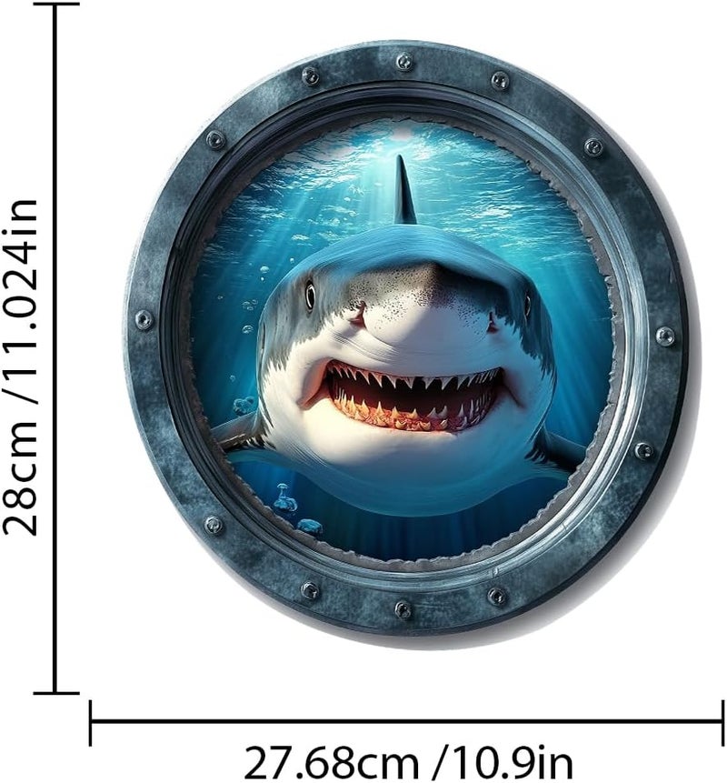 Iprokiu Funny Animal Toilet Seat Cover Sticker Waterproof Shark Dolphin Toilet Seat Lid Decal 3D Bathroom Decoration Turtle Dinosaur Wall Sticker (Shark) - Image 4
